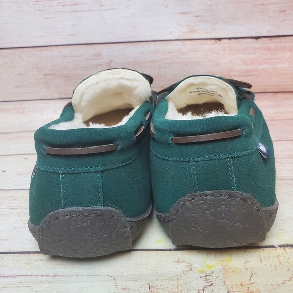 New Vineyard Vines Mens 12M Green Suede Leather Shearling Lined Moc Slippers main image 7